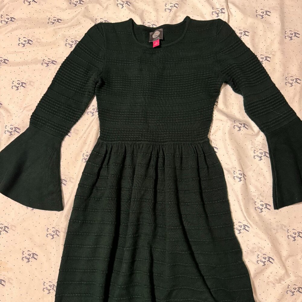 Vince Camuto Hunter Green Bell Sleeve Dress (XS)